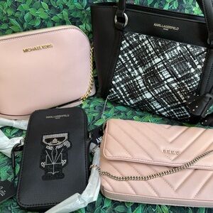Bundle of bags brand new Karl  Pale Pink Quilted and Smooth Crossbody Bag Set